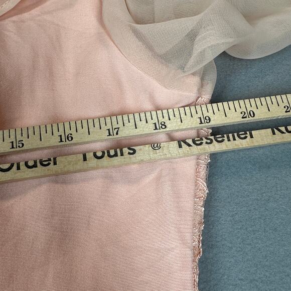 Vintage Blouse Women Medium Blush Pink Lace Ruffle Collar Pearl Button Victorian - Picture 7 of 11